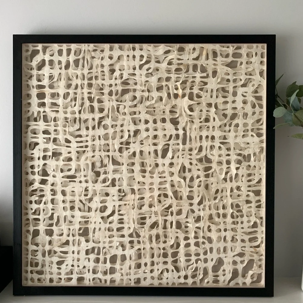 MCM‎ Organic Modern Wall Art in Paper and Muslin in a Shadowbox Frame linen